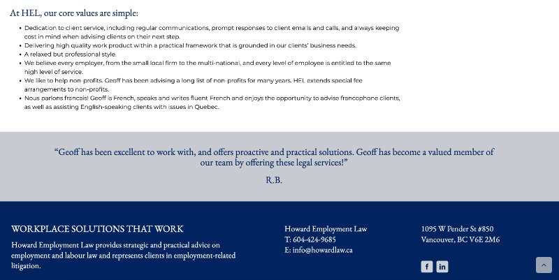 howard employment law Vancouver